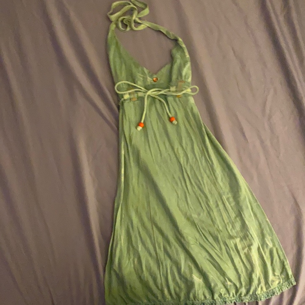 Green halter dress